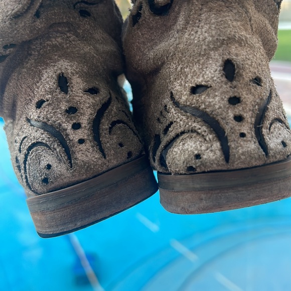 Little Girl Roper Belle Tan Cowboy Western Boots GUC sz 12 Leather Upper Balance - Picture 15 of 17